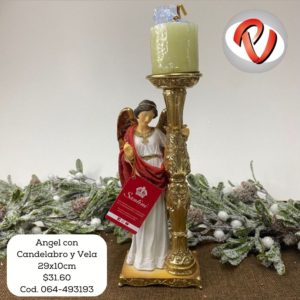 Angel con Candelabro y Vela 064-493193